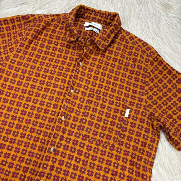 Urban Outfitters Retro Floral Linen Blend Button Front Shirt - Picture 2 of 5